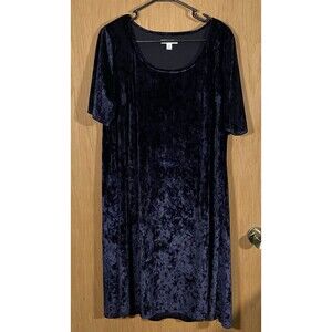 Westport 1962 Women's Plus 1X Navy Crushed Velvet Dress WhimsiGoth FairyGrunge